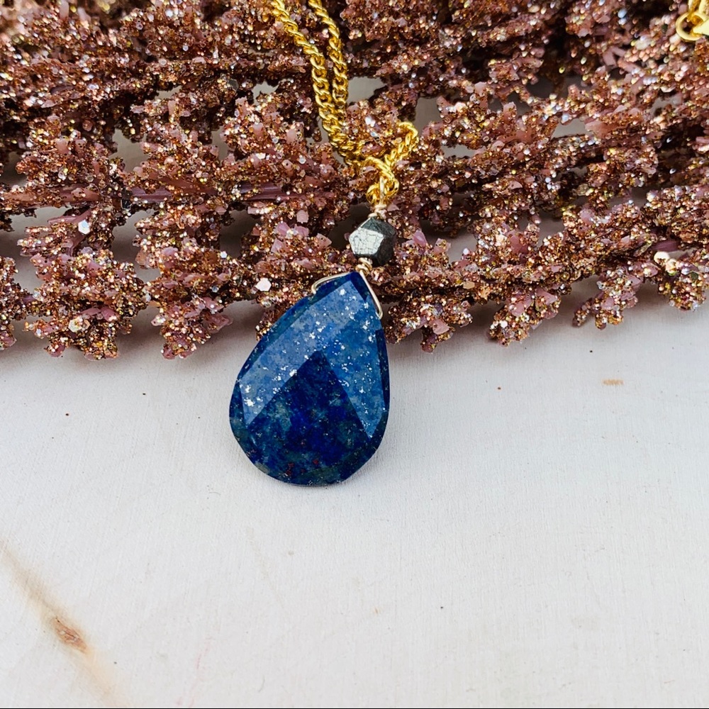 Lapis Lazuli Necklace Genuine gemstone Dainty Gold Necklace
